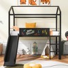 NicBex Twin Size Loft Bed with Roof Design,Metal Loft Bed Frame with Slide and Writing Board,Bed Frame for Kids,Box Spring Not Required - 2 of 4