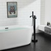 CASAINC Floor Mounted Freestanding Single Handle Bathtub Tub Filler with Hand Sprayer, Matte Black - 3 of 4