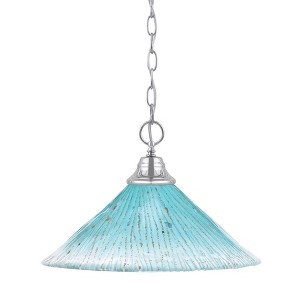 Toltec Lighting Any 1 - Light Pendant in  Chrome with 16" Teal Crystal Shade - 1 of 1