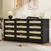12 Drawer Dresser for Bedroom, Modern Rattan Chest of Drawers, Wood Storage Organizer with Rattan Panel Drawers and Handles - 3 of 4