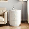 Gulches Nightstand with 3 Drawers, No Assembly Required Small Round Bedside Table Night Stand for Bedroom, End Side Table - 3 of 4