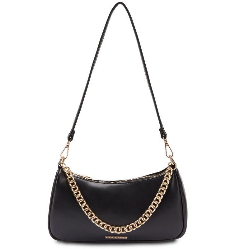 Rampage Women’s Small Baguette Shoulder Bag with Chain Detail, 1 of 4