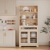 Kitchen Pantry Cabinet, Wooden Tall Sideboard Buffet Cabinet with Microwave Stand, Pegboard and Hutch, for Dining Room or Living Room - 3 of 4