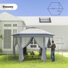 13' x 13' Pop Up Gazebo Hexagonal Canopy Shelter with 6 Zippered Mesh Netting for Patio Backyard Garden Wedding Party - 3 of 4