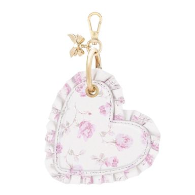 LoveShackFancy x Target – Case-Mate Ribbon Rosa Flora Ruffled Heart AirTag Charm Sterling Dusk