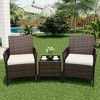 Garvee 3 Pieces Outdoor Patio Furniture Set, Rattan Table & Chairs with Soft Cushions - Bistro Set for Garden, Porch - 2 of 4