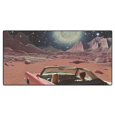 Samantha Hearn Pink Car in Space Vintage Desk Mat - Deny Designs