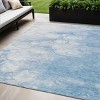 Sky Blue Denim Blue And Silver Abstract Washable Indoor Outdoor Area Rug - 2 of 4
