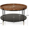 Lantine Solid Wood Round Coffee Table, 31.5-Inch Boho Center Tea Table with Carved Floral Pattern for Small Spaces, Apartment - 3 of 4