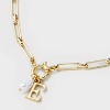 14K Gold Dipped Pearl Charm on Chain Initial Necklace - A New Day Gold - 4 of 4