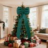 Orieon 25PCS Green Satin Christmas Tree Topper & Ribbon Bows Set, Wired Edge Long Tail Bows for Tree, Wreath, Garland, Gifts. - 3 of 4