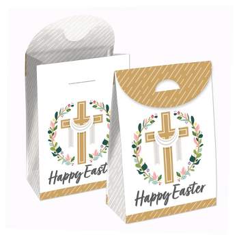 Big Dot of Happiness Religious Easter - Christian Holiday Gift Favor Bags - Party Goodie Boxes - Set of 12