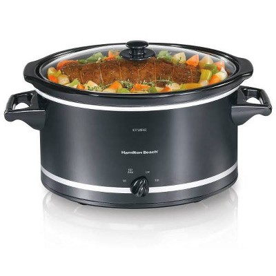 Hamilton Beach 8qt Slow Cooker - Black: Removable Stoneware Pot, Automatic Shut-Off, Dishwasher-Safe, 3 Settings