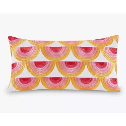 12''x21'' Oblong Satin Stitch Embroidered Decorative Throw Pillow Yellow/Dark Pink/Light Pink - Trina Turk