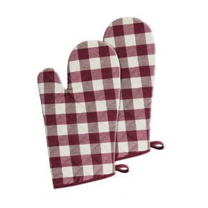 Kate Aurora 2 Pack Gingham Plaid Checkered Gingham Country Farmhouse Oven Mitts - 1 of 1