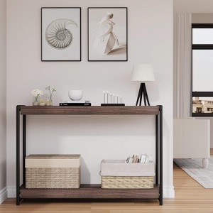 Wood Console Table With Storage 39.5 Inch Sofa Table With Shelf 2-Tier Narrow Entryway Table Thin Sofa Table, Side Table Display Table - 1 of 4