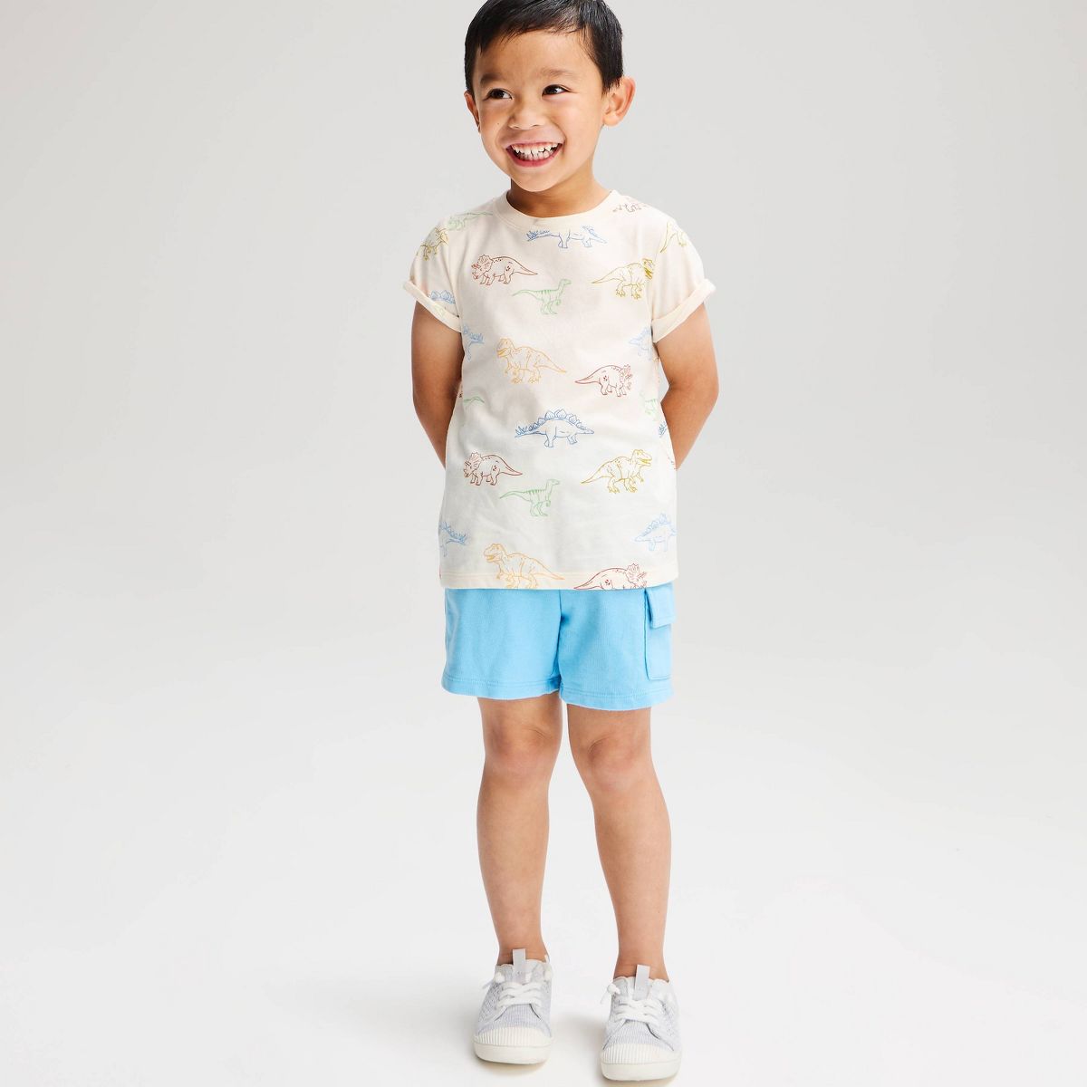 Toddler Boys' Short Sleeve Dino Classic T-Shirt - Cat & Jack™ Cream