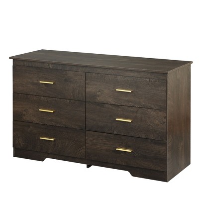 NicBex 6 Drawers Double Dresser for Bedroom,Chest of Drawers with Gold Metal Handle,Freestanding Dresser,Storage Dressers for Bedroom