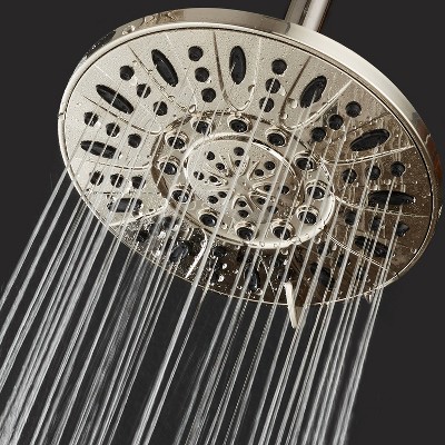 Brushed Nickel 7" Wall Mounted Rainfall Shower Head with Multiple Settings