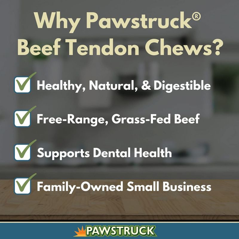 Pawstruck Natural 7-9” Beef Tendon Chews for Dogs & Puppies - Healthy Single Ingredient Rawhide Free Treat - No Artificial Preservatives, 2 of 10