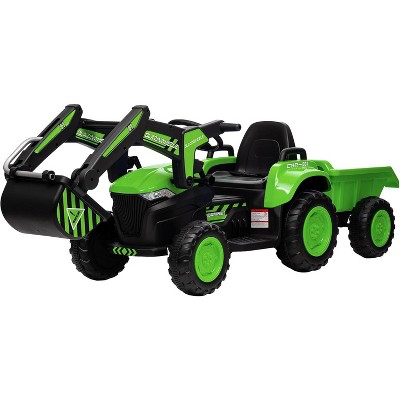 12V 3 in 1 Ride on Excavator & Tractor with Detachable Trailer,Ride on Car Toy with Remote Control