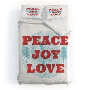 Heather Dutton Peace Joy Love Woodcut Duvet Cover + Pillow Sham(s) - Deny Designs - 1 of 4