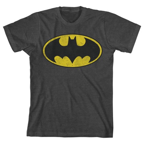 Batman Grunge Style Bat Signal Youth Charcoal Heather Graphic Tee : Target