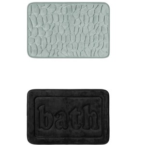 Unique Bargains 2Pcs Memory Foam Water Absorbent Quick Dry Non-Skid Bottom Soft Bathroom Rugs - 1 of 4