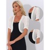 INSPIRE CHIC Women's Casual Short Sleeve Mesh Sheer Open Front Cropped Cardigan Shrug - 2 of 4