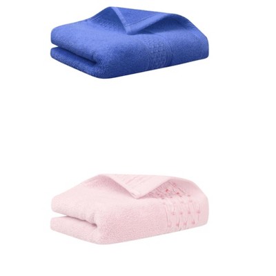 REGALWOVEN Solid Textured Cotton Absorbent Soft Bathroom Hand Towel 13" x 30"/14" x 30" 2 Packs