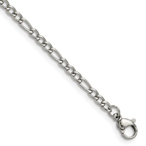 Chisel Stainless Steel Polished 3mm 8" Figaro Chain Bracelet - 1 of 1