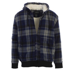 Gioberti Men's Checkered Flannel Hoodie Jacket with Faux Shearling Lining - 1 of 4
