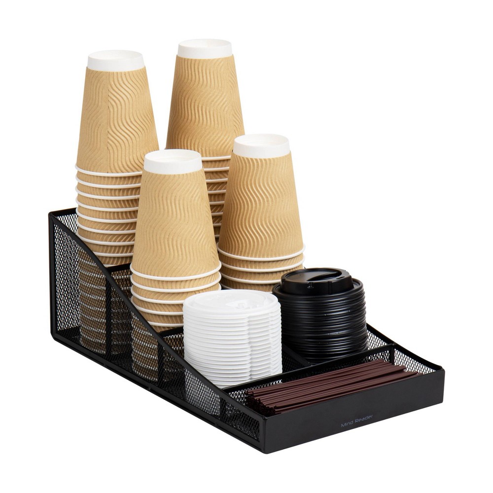 Mind Reader Metal Cup and Condiment Station Black