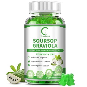 GPGP GreenPeople Soursop Graviola Gummies, Soursop Leaves Extract - Energy Boost, Digestive & Immune Support, Antioxidant - Vegan, Non-GMO - 60 Ct - 1 of 4
