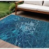 Navy Blue And Sky Blue Abstract Washable Indoor Outdoor Area Rug - 2 of 4