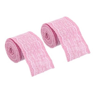 Unique Bargains DIY Wrapping Decoration Soft Burlap Fabric Lace Ribbon 2 Pcs - 1 of 4