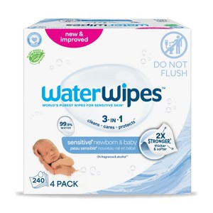 WaterWipes Sensitive+ Newborn & Baby Wipes, 3-In-1 Cleans, Cares, Protects, 99.9% Water, Unscented & Hypoallergenic - 1 of 4