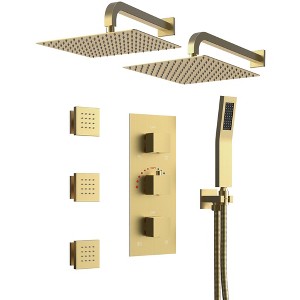 CRANACH Thermostatic Valve 8-Spray Wall Mount Dual 12 in Shower Head with 3-Jets - 1 of 4