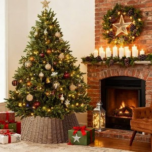 JIONJOY 27in Christmas Tree Collar & Woven Skirt, Stand Base Cover for 4-9ft Trees, Indoor Holiday Decoration - 1 of 4