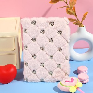 Paaaawaters Sequined plush notebook A5 diary can be used for study and office, suitable for gifts for girls, cute princess style - 1 of 4