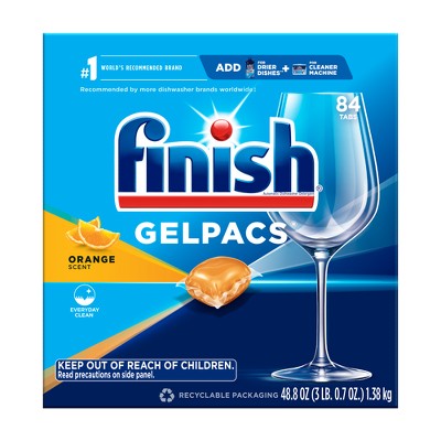 Finish Gelpacs Dishwasher Detergent, Orange Scent - 84ct/49oz