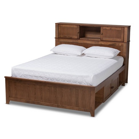 Queen Riko Wood Platform Storage Bed Walnut Baxton Studio Target