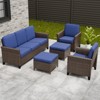 EAGLE PEAK Ocean Vista 5 piece Outdoor Patio Furniture Set， Variated Wicker Conversation Set with Cushions - 2 of 4