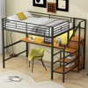 NicBex Full Size Loft Bed with Desk & Storage Staircase,Full Loft Bed with Built-in Wardrobe,LED Lights,Metal Loft Bed for Kids,Teens,Adults - 4 of 4
