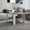 vidaXL Coffee Table Sonoma Oak and White Engineered Wood Square Modern - 2 of 4