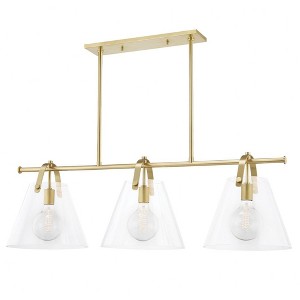 Mitzi Karin 3 - Light Island Pendant Light in  Aged Brass Clear Shade - 1 of 2