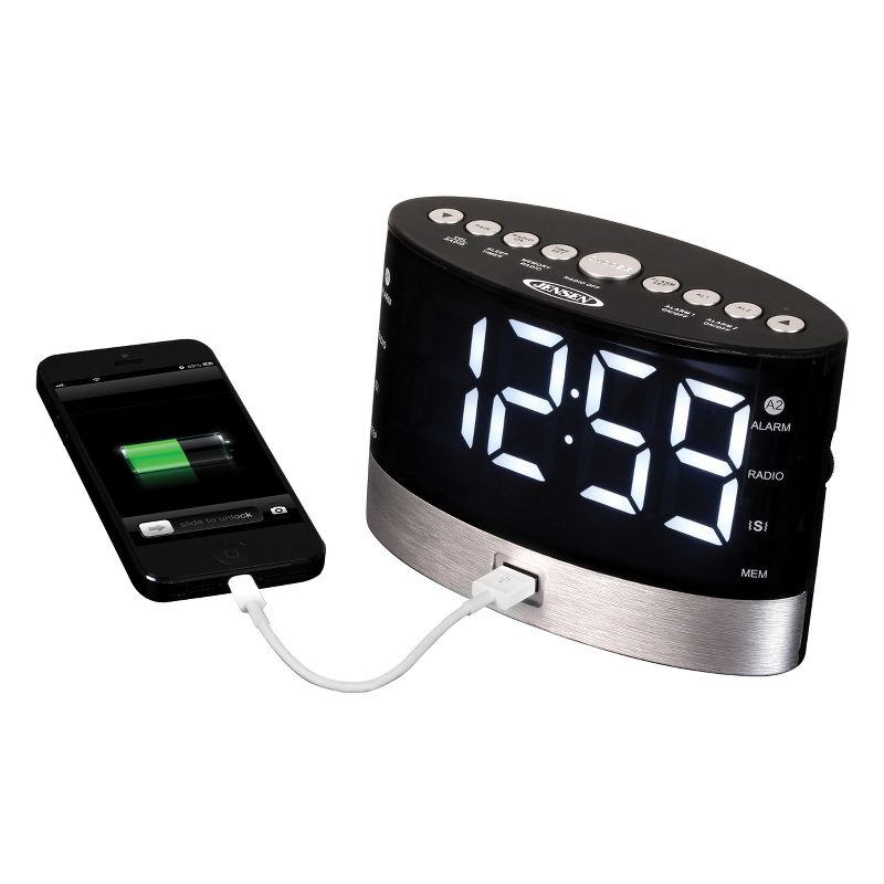 JENSEN JCR-255 AM/FM Digital Dual Alarm Clock Radio with Under Pillow Vibrator, 3 of 7