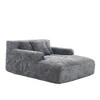 Vynxaria Chenille Lazy Sofa Chaise Longue Armchair with 3 Pillows for Ultimate Comfort - 3 of 4