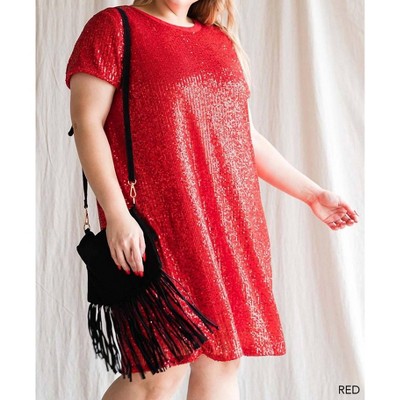 Women's Sequin Short Sleeve Dress - Blue B