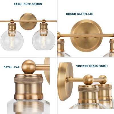 Hansford 4-Light Vintage Brass Globe Bath Vanity Light